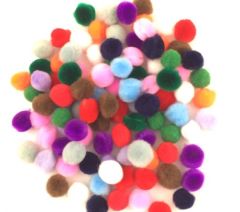 Pom Poms 13mm Assorted 100 Per Bag