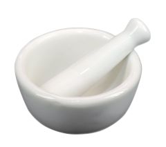 Mortar & pestle, porcelain,  130mm d.